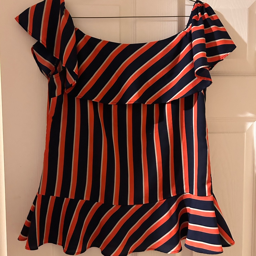 Banana Republic Navy and Red Striped Blouse - Picture 3 of 5